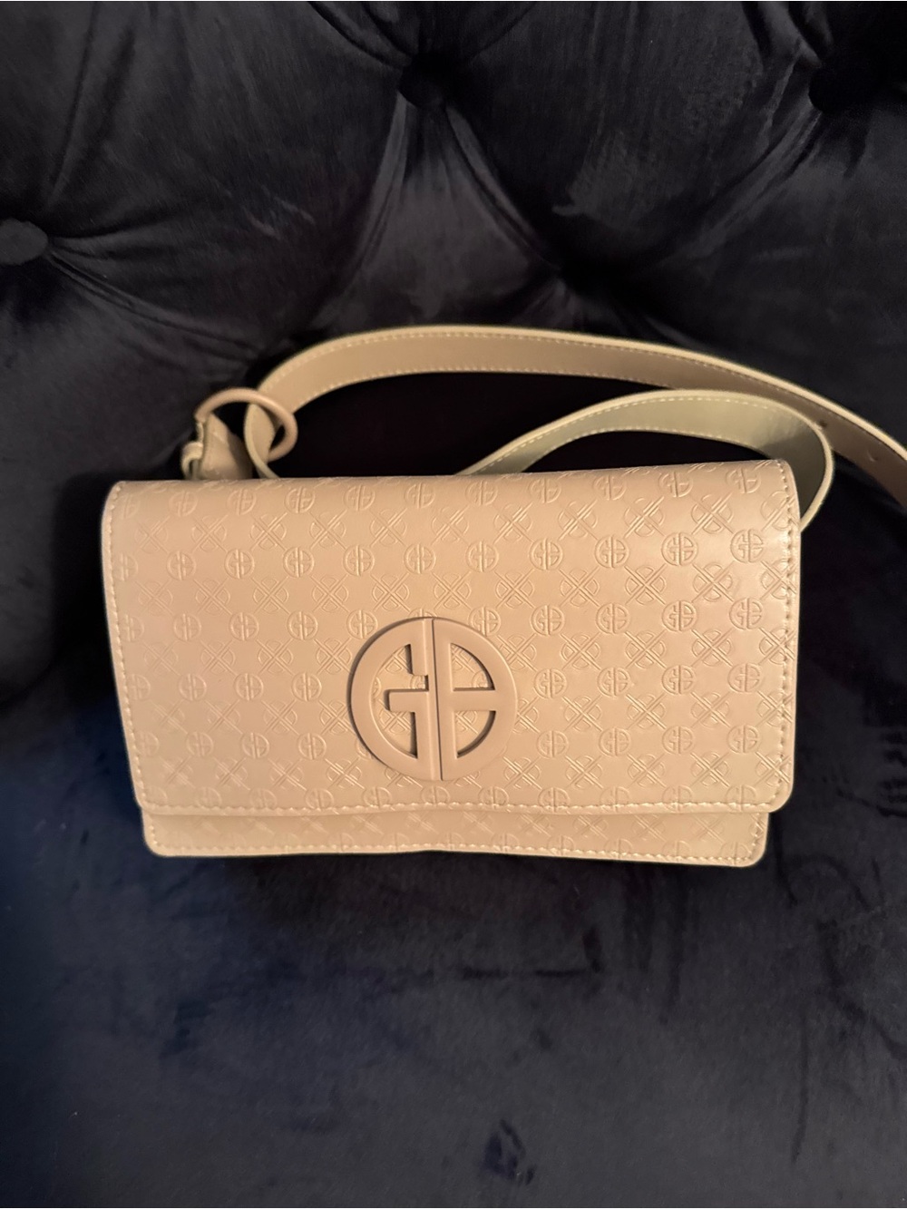 GD Brand Beige Embossed Logo Crossbody Fanny pack Bag GD